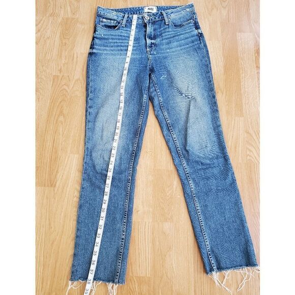 PAIGE Hoxton High Waist Slim Raw-Hem Distressed Jeans size 28 - Picture 7 of 13